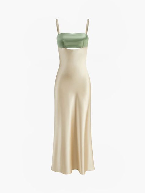 Pale Green Prom Dress, Green Dress Classy, Pisces Venus Style, The 90s Fashion, Green Satin Dress, Cutout Style, Y2k Aesthetic Fashion, Y2k Outfits, Grad Dresses