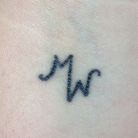 Tattoo of mine & my husbands initial 'M' & 'W' Lm Initial Tattoo, Mw Tattoo Letter, M W Tattoo, Ms Tatoos Letter, Ms Initials Tattoo, W Initial Tattoo, Mw Initials Tattoo, Mm Tattoo, Bodysuit Tattoos