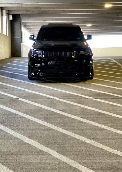 Black Jeep Trackhawk, Track Hawk Jeep Black, Blacked Out Trackhawk, Trackhawk Wallpaper Iphone, Trackhawk Aesthetic, Black Trackhawk, Trackhawk Jeep Custom, Track Hawk Jeep, Trackhawk Wallpaper