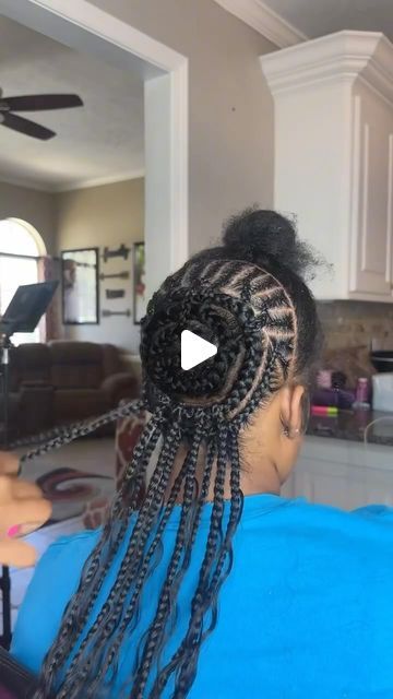 Veronica💜 on Instagram: "Quick & Easy Crochet Fulani Braids 💕🔥" Cornrows And Single Braids, Crochet Hairstyles For Black Women Long, Side Braids And Crochet Hairstyles, Mini Braids With Bangs, Invisible Crochet Box Braids, Half French Braids Half Box Braids, Spanish Bulk Braids Hairstyles, Crochet Braid Styles With Cornrows, Cornrows With Boho Braids