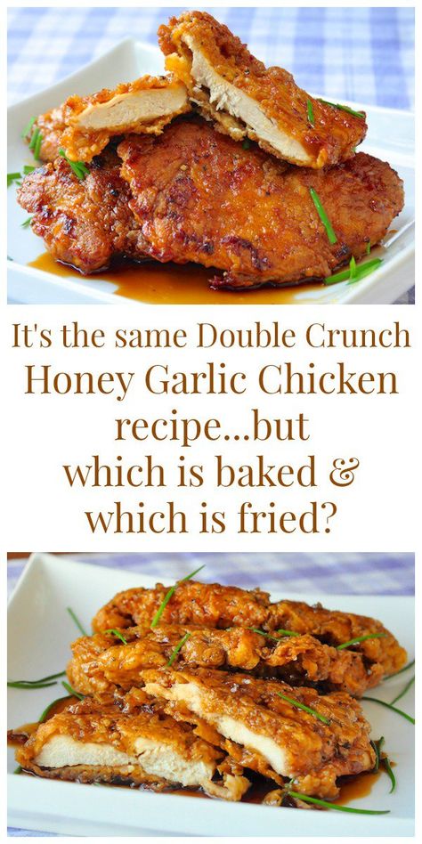 Now with tips for a baked version! Over 2 MILLION views and 250,000 Pinterest repins; this honey garlic chicken is our most popular recipe for good reason. Baked Crunchy Honey Chicken, Double Crunch, Chicken Tips, Chicken Honey, Rock Recipes, Garlic Chicken Recipes, Honey Garlic Chicken, Honey Garlic, Garlic Chicken