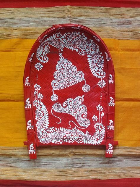 Biyer Kulo Designs, Bengali Wedding Decoration Ideas, Kulo Design For Marriage, Bengali Traditional Art, Kulo Painting For Wedding, Kula Painting, Bengali Kolka Design, Kulo Design, Kula Art