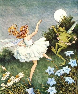 Fairy dancing with frog Fairy Dancing, Ida Rentoul Outhwaite, 19th Bday, Faery Art, Arte Peculiar, Fairies Dancing, Vintage Fairy, Fairy Aesthetic, Vintage Fairies