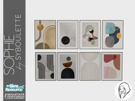 Syboubou's Sophie - Wall art Sims 4 Cc Furniture Decor Paintings, Sims 4 Cc Paintings Decor, Sims 4 Wall Art Cc, Sims 4 Cc Wall Art, Sims 4 Art, Desenio Posters, Living Room Sims 4, Mod Wall, Sims 4 Piercings