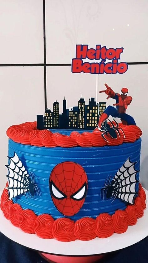 Spider Man Cake Ideas, Spiderman Cake Birthday, Pastel Spiderman, Cake Spiderman, Disney Princess Birthday Cakes, Spiderman Birthday Party Decorations, Spider Man Cake, One Piece Birthdays, Spiderman Birthday Cake