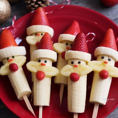 Banana Santa Skewers Banana Santa Skewers, Santa Skewers, Swiss Chocolate Cake Recipe, Banana Santa, Swiss Chocolate Cake, Cake Flour Substitute, Creaming Method, Swiss Chocolate, Holiday Songs