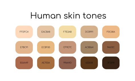 Skin Tone Chart, Skin Color Chart, Inspirational Reminders, Skin Palette, Human Skin Color, Hex Color Palette, Skin Color Palette, Flat Icons Set, Colors For Skin Tone