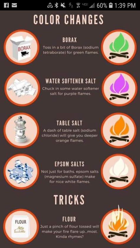 Campfire Tricks, Water Softener Salt, Campfire Fun, Epsom Salt Magnesium, Campfire Stories, Comfortable Camping, Purple Table, Purple Flame, Camping Lovers