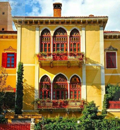 A home in Lebanon Lebanese Buildings, Lebanon Architecture, Lebanese House, Lebanon Culture, Lebanon Beirut, Traditional Houses, Beirut Lebanon, Mediterranean Home, Traditional Architecture