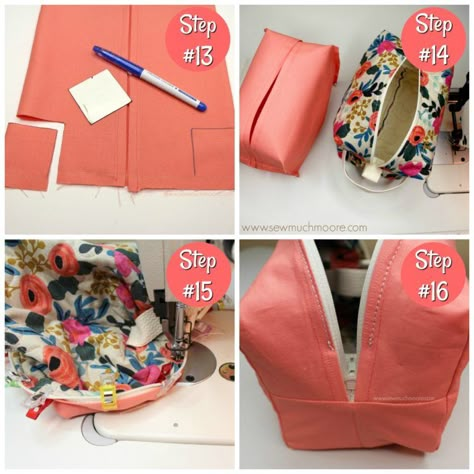 Makeup and Shaving Bag Tutorial with video instructions 4 Sewing Makeup Bag, Cosmetic Bag Pattern, Unique Sewing Patterns, Handbag Sewing, Diy Sewing Gifts, Tutorial Sewing, Purse Crafts, Bags Patterns, Diy Bags Patterns