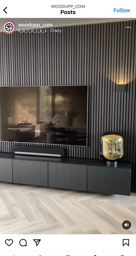 Tv Cabinet Wall Design, Tv Ideas, Bali Body, Dark Grey Walls, Tv Wand, Living Room Decor Gray, Living Room Themes, Canopy Bedroom, Tv Background