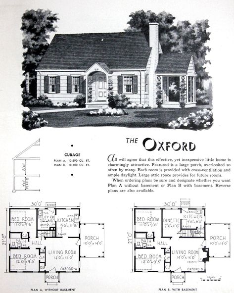 1940s House Floor Plans, 1940s Exterior House, 1940s Architecture Interior Design, 1940 House Plans, 50s House Plans, Small Vintage House Plans, Vintage Ranch House Plans, 1930s House Plans, 1940s House Plans