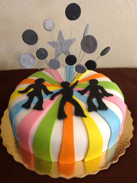 70's Birthday Cake Cheryl Lynn, Dance Cake, Disco Cake, 70s Party Theme, 70s Theme Party, 70's Party, Dance Cakes, Music Cake, 70th Birthday Cake