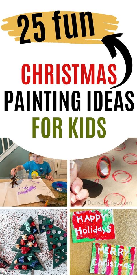 25 FUN CHRISTMAS PAINTING IDEAS FOR KIDS Toddler Christmas Paint Crafts, Christmas Painting Crafts For Toddlers, Diy Christmas Canvas Art Kids, Xmas Canvas Paintings For Kids, Christmas Canvas Art For Toddlers, Small Canvas Christmas Crafts For Kids, Toddler Christmas Painting Canvas, Christmas Painting Toddler, Simple Christmas Paintings For Kids