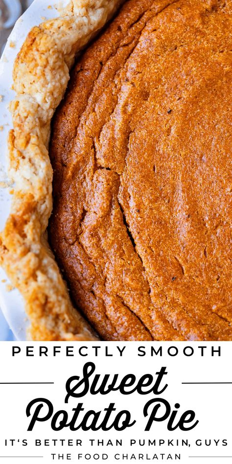 Sweet Potato Pie with Salted Caramel Whipped Cream from The Food Charlatan Fruit Turnovers, Sweet Potato Pie Recipes, Caramel Whipped Cream, Homemade Sweet Potato Pie, 2024 Holidays, Pecan Pie Crust, Potato Pie Recipe, Thanksgiving Foods, The Food Charlatan