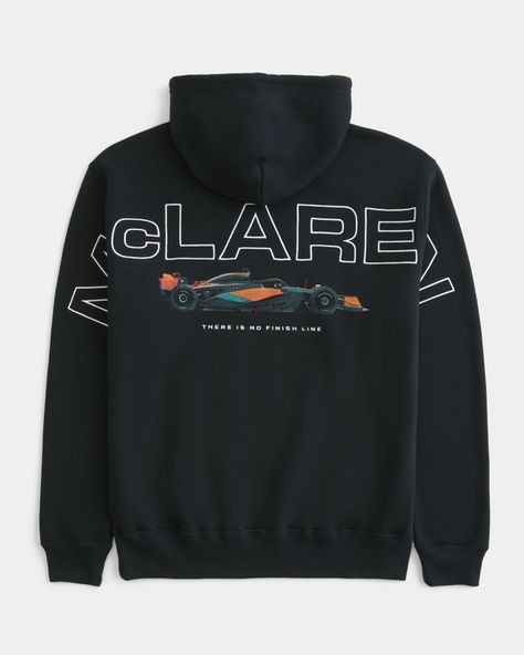 Men's Relaxed McLaren Graphic Hoodie | Men's Tops | HollisterCo.com Williams Racing, Graphic Embroidery, Sweater Polo, Textured Sweater, Men's Tops, Short Sleeved Sweaters, Graphic Hoodie, Fleece Hoodie, Graphic Hoodies