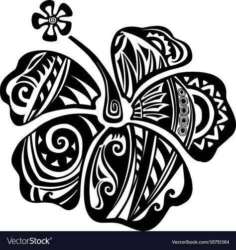 Hibiscus black and white Royalty Free Vector Image Tongan Art, Hawaii Black And White, Hibiscus Drawing, Scandinavian Tattoo, Hibiscus Tattoo, Polynesian Tattoo Designs, Polynesian Art, Illustration Tattoo, Maori Designs