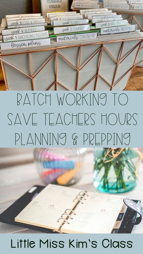 Tips for teachers to use batching to reduce the amount of time spend planning and prepping materials! Homeschool Teacher Organization, Batch Planning Teacher, Lesson Plan Organization Ideas, Lesson Planning Tips New Teachers, Teacher Whiteboard Ideas, Work Organizer, Teacher Organisation, High School History Classroom, Classroom 2023