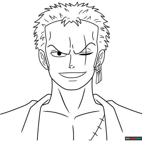 Free Zoro from One Piece Coloring Page for Kids Zoro Coloring Pages, Zoro Drawings Easy, One Piece Easy Drawing, Zoro Lineart, Zoro One Piece Drawing, One Piece Coloring Pages, Zoro Drawing, Character Coloring Pages, Easy Drawing Guides