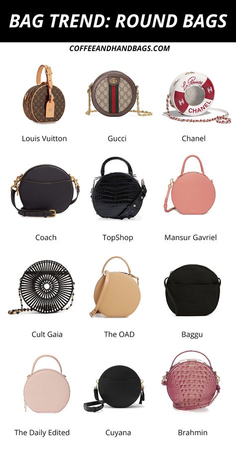 Bag Trend Round-Up: The Best Circle Bags | CoffeeAndHandbags.com Round Bags, Circle Bags, Vintage Hat Boxes, Types Of Handbags, Circle Purse, Luxury Bags Collection, Fashion Dictionary, Fashion Terms, Fashion Vocabulary