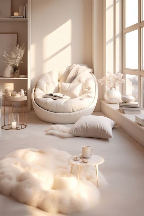 Comfy Chairs For Bedroom, Cosy Chair, Bright Interior, Bedroom With Sitting Area, College Bedroom, Luxury Room Bedroom, Personal Prayer, Bedroom Corner, Cosy Spaces