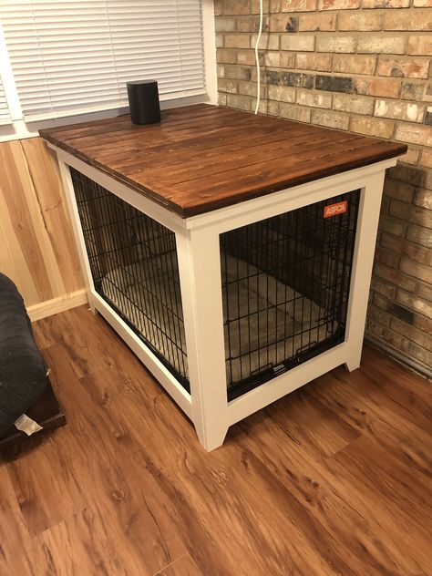 Stained and painted Diy Dog Crate Table, Dog Crate Table Top, Coffee Table Dog Crate, Crate Side Table, Dog Crate End Table, Dog Crate Table, Wood Dog Crate, Crate End Tables, Diy Dog Crate