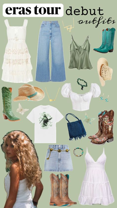 taylor swift 💚🌾 #debut #taylorswiftdebut #taylorswift #erastour #erastouroutfits Taylor Swift Debut, Taylor Swift Outfits, Eras Tour, Concert Outfit, Diy Clothes, Taylor Swift, Swift, Outfit Inspirations, Outfit Inspo