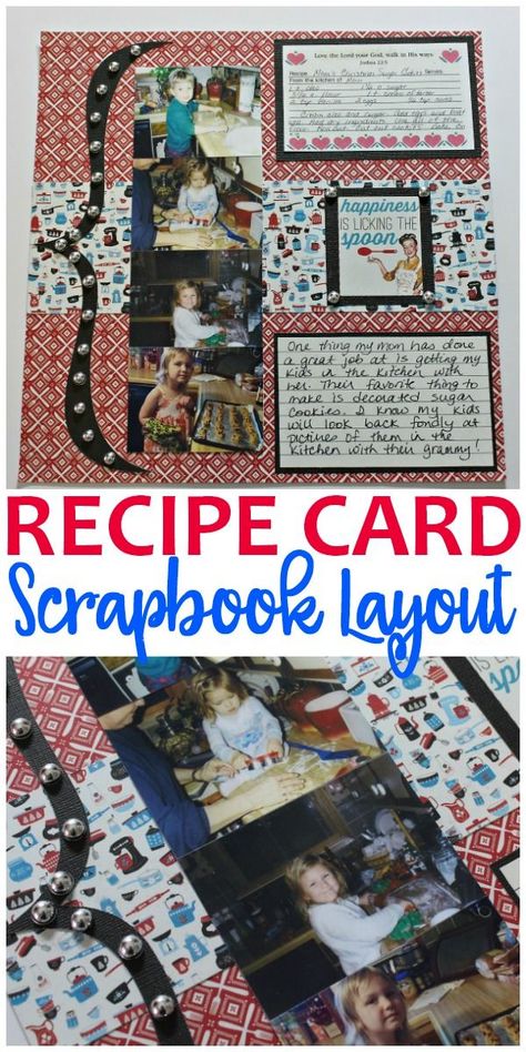 Cooking Scrapbook, Scrapbook Recipe Book, Recipe Book Design, Scrapbook Design Layout, Card Scrapbook, Recipe Scrapbook, Scrapbook Titles, Recipe Template, Family Scrapbook