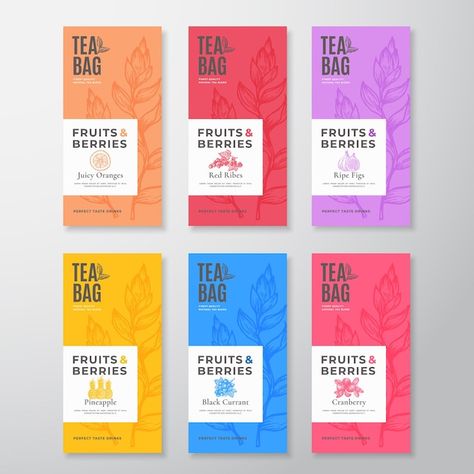 Packaging Snack, Spices Packaging, Tea Labels, Medicine Packaging, Tea Logo, Fruit Berries, Tea Packaging Design, Packaging Template Design, Stationery Packaging