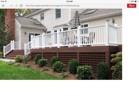 Like the lattice work around the deck Deck Skirting Ideas, Lattice Deck, Skirting Ideas, Mobile Home Skirting, Deck Skirting, Building A Porch, Deck Installation, Under Decks, Cool Deck