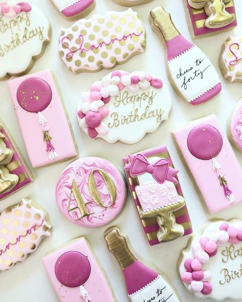 40 Cookies Decorated, Sweet 40 Birthday Ideas, 40th Birthday Decorated Cookies, Cookies For 40th Birthday, 40 And Fabulous Cookies, 40 Birthday Cookies Women, 40th Birthday Sugar Cookies, 40 Birthday Cookies, 40th Birthday Cookies Women