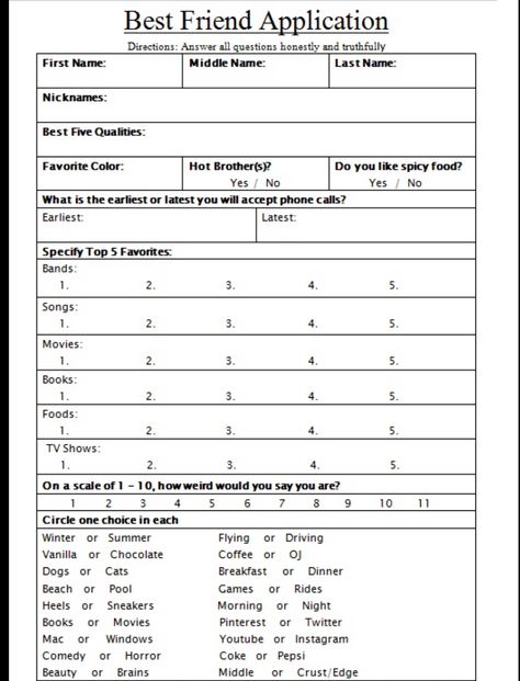 New Best Friend Application, Personal Information Template Aesthetic, Meet The Writer Template, Friend Fill Out Sheet, Sheets To Fill Out For Fun, Things I Have Done Project Tiktok Template, Best Friend Application Form, Things To Print Out When Bored, Bff Application