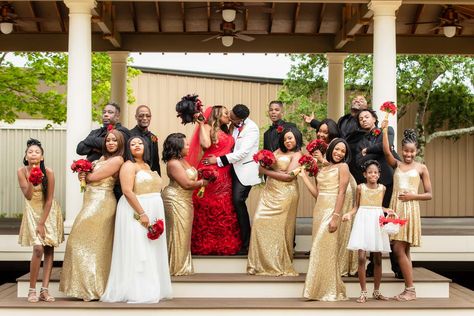 Champagne And Red Wedding, Wedding Ideas Red, Cream Tuxedo, White Tuxedo Wedding, Stone Mountain Georgia, Wedding Dress And Veil, Red Wedding Gowns, Red Gold Wedding, Outdoor Wedding Ideas