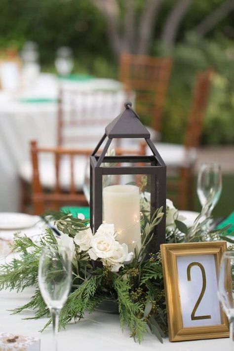 Gold Winter Wedding Centerpieces, Cheap Wedding Table Centerpieces, Gold Winter Wedding, Winter Wedding Table, Winter Wedding Centerpieces, Lantern Centerpiece Wedding, Winter Centerpieces, Lantern Centerpieces, Winter Wedding Colors