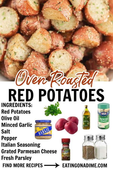 Red Potato Oven Recipes, Oven Baked Red Potatoes Recipes, Red Potatoes Baked Oven Roasted, How To Make Red Potatoes, Easy Baked Red Potatoes In The Oven, Red And White Potato Recipes, Meals With Red Potatoes Dinners, Best Roasted Red Potatoes Oven, Baked Red Potato Recipes