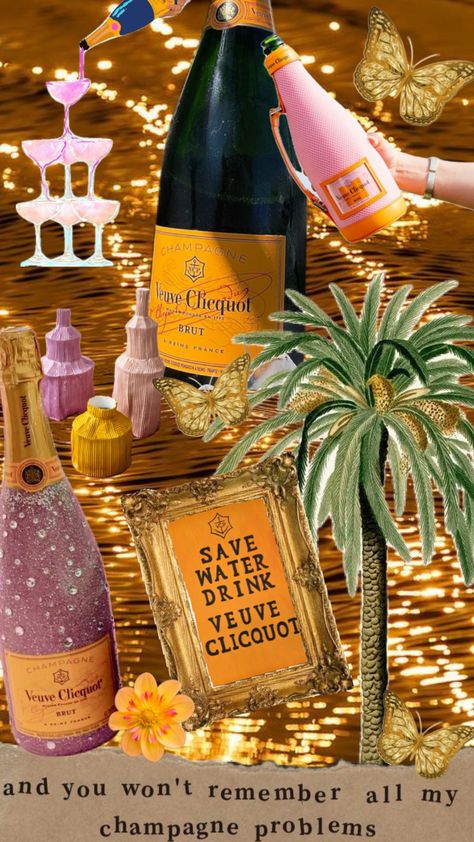 #champagne #fyp #drink #refreshment #alcohol #nature #vibes #summer #wallpaper #wallpapers #veuve #reims #vintage #aesthetic #refresh Veuve Clicquot Aesthetic, Save Water Drink Champagne, Champagne Birthday, Nature Vibes, Summer Wallpaper, Vintage Aesthetic, Create Collage, Creative Play, Bachelorette Party