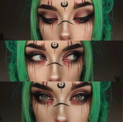 Halloween Makeup Witch, Fantasy Make-up, Halloweenský Makeup, Halloween Make-up Looks, Mekap Mata, Witch Makeup, Make Up Inspiration, Halloween Makeup Inspiration, Smink Inspiration