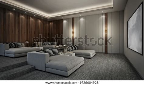 Sofa Bed Modern Home Theater Room Stock Illustration 1926604928 | Shutterstock Platform Bed Designs, Home Theater Room Design, Theater Room Design, Home Cinema Room, Best Home Theater, Modern Sofa Bed, Home Theater Rooms, Theatre Design, Home Theater Design