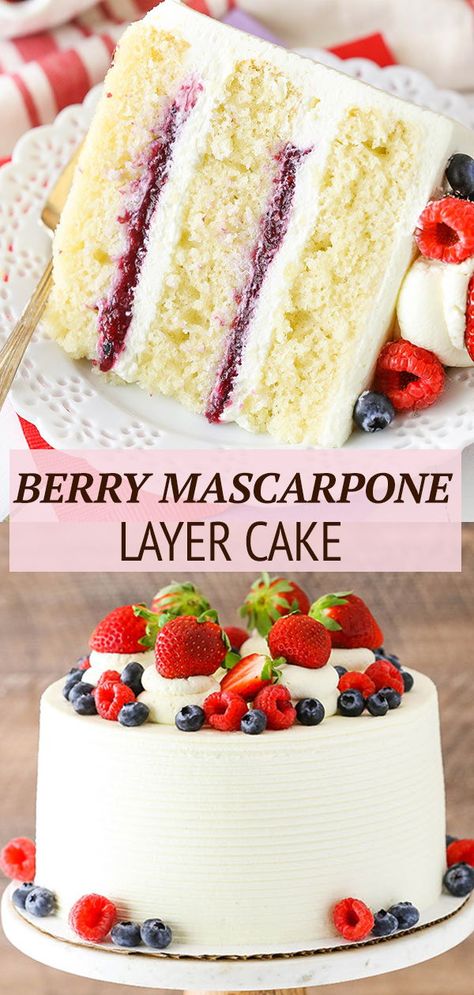 Best Fruitcake, Berry Filling, Whipped Mascarpone, Fluffy Vanilla Cake, Mascarpone Whipped Cream, Mascarpone Frosting, Cake Recipes Easy Homemade, Fruitcake Recipes, Spring Cake