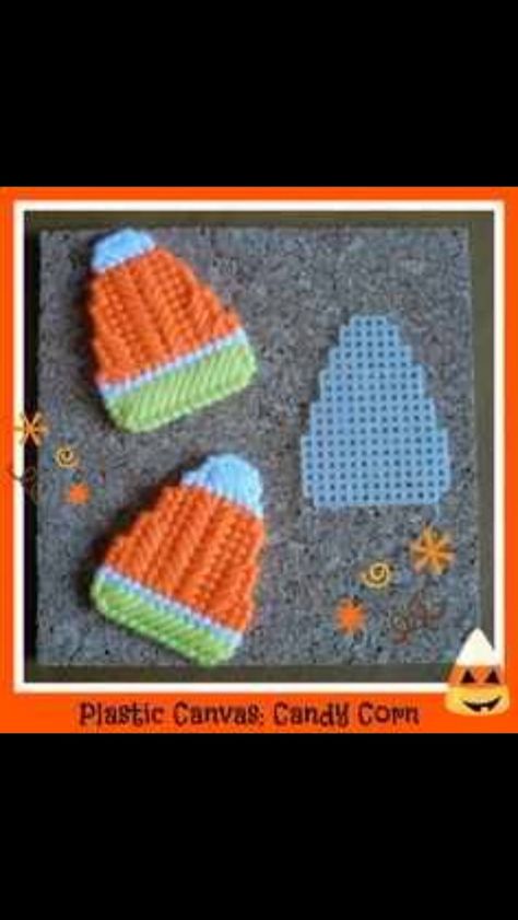 Candy corn Plant Pokes, Plastic Canvas Coasters, Plastic Canvas Stitches, Plastic Canvas Ornaments, Plastic Canvas Christmas, Plastic Canvas Patterns Free, Pencil Toppers, Mini Ornaments, Needlepoint Patterns