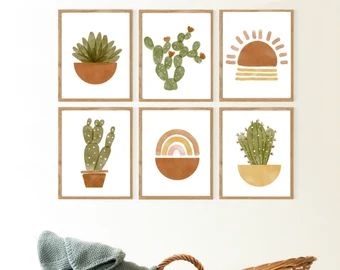 Desert decor | Etsy Southwest Nursery, Cactus Prints, Cactus Nursery, Baby Animal Prints Nursery, Boho Cactus, Cactus Art Print, Nursery Art Set, Cactus Wall, Nursery Art Boy