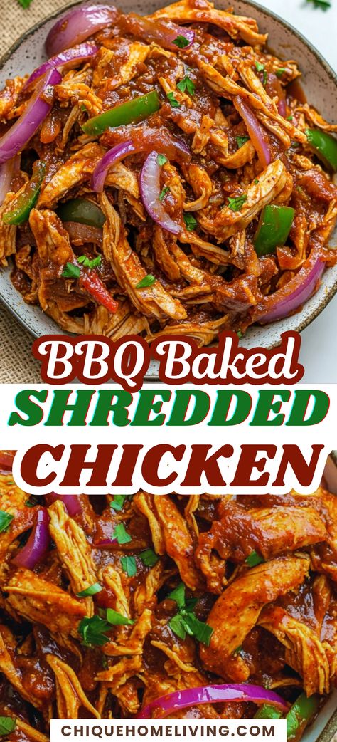 Need an easy, flavor-packed meal for busy nights? This BBQ Baked Shredded Chicken is juicy, smoky, and perfect for sandwiches, tacos, or just eating straight from the pan! Baked Shredded Chicken, Lemon Herb, Chicken Tikka Masala, Greek Chicken, Chicken Alfredo, Creamy Pasta, Tikka Masala, Hearty Soups, Chicken Pot Pie