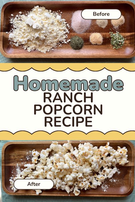 With all of the flavor and none of the preservatives, this recipe is a huge hit! Keep extra seasoning on hand for those fun movie nights. #homemadepopcorn #popcorn #recipes Ranch Popcorn Seasoning, Homemade Popcorn Seasoning Recipes, Diy Popcorn Seasoning, Homemade Popcorn Seasoning, Ranch Popcorn, Popcorn Seasoning Recipes, How To Make Ranch, Ranch Powder, Popcorn Salt