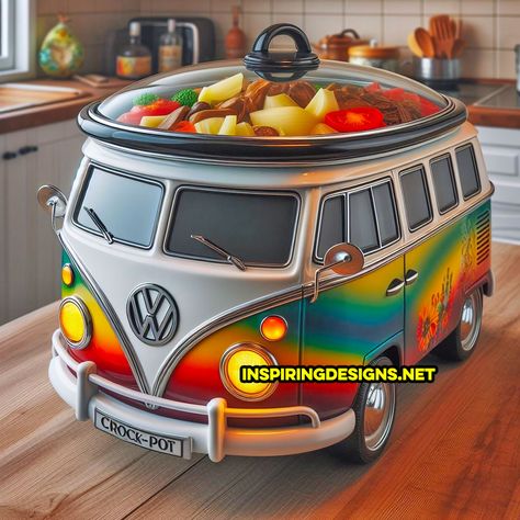 These Volkswagen Bus Slow Cookers Will Make You A Hit At Your Next Potluck Vw Ideas, Volkswagen Type 2, Groovy Vibes, Retro Appliances, Vintage Vw Bus, Kitchen Help, Classic Volkswagen, Volkswagen Car, Yummy Casseroles