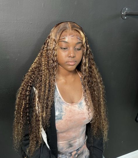 Wet And Wavy Highlight Wig, Curly Blonde Wigs For Black Women, Edges On Curly Wig, Blonde Wet And Wavy Lace Front Wig, Deep Wave Colored Wigs, Brown Wet And Wavy Wig, Wet And Wavy Wig Styles, Highlight Deep Wave Wig, Natural Colored Hair