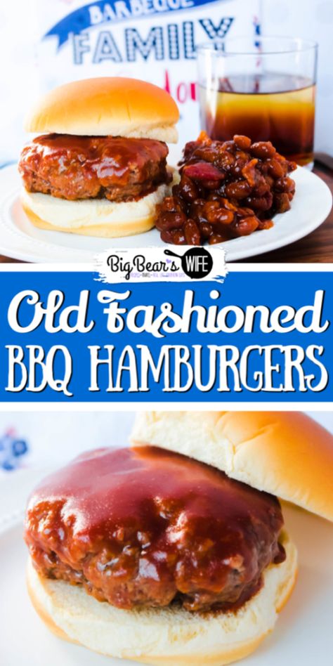 The recipe for these Old Fashioned BBQ Hamburgers came straight from my grandma's little wooden recipe box and they might be some of the best we've made! Hamburg Barbecue Recipes, Crockpot Bbq Burgers, Bbq Hamburgers Grilling, Best Bbq Burgers, Hamburger Bbq Recipe, Bbq Burgers Recipes, Bbq Hamburger Recipe, Hamburger Bbq, Bbq Burger Recipes