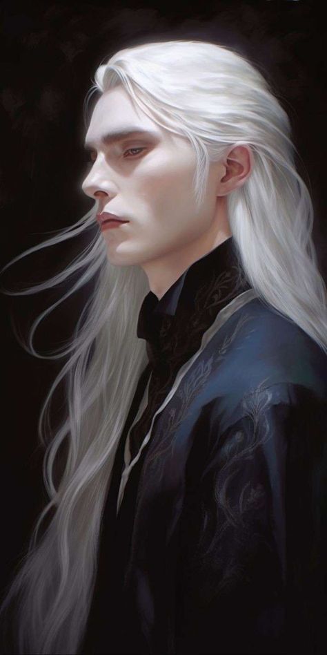 White Hair Fantasy Art Male, Character Inspiration White Hair, Prince Seere, White Hair Men, Male Elf, Long White Hair, Fantasy Male, Arte Fantasy, 판타지 아트