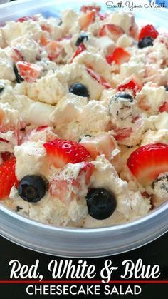 4th Of July Ambrosia Salad, Fourth Of July Appetizers For Party Easy, Memorial Day Cheesecake Desserts, 4th Of July Salads Ideas, Patriotic Food Ideas Fourth Of July, Fun 4th Of July Food Ideas, July 4th Food Desserts, July 4th Snacks, 4th Of July Food Dessert