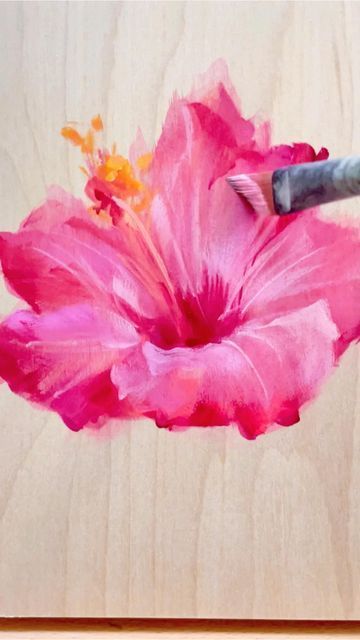 Painting Of Hibiscus Flower, Hibiscus Painting Acrylic Easy, Acrylic Hibiscus Painting, Paint Hibiscus Flower Easy, Painted Hibiscus Flower, How To Paint Hibiscus Flowers Acrylic, Hibiscus Painting Acrylic, Hibiscus Paintings, Hawaiian Flower Painting