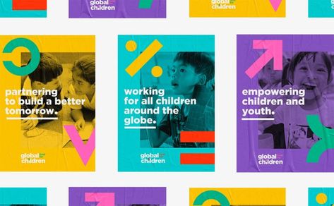 Global Fund for Children: Branding by Belen Ramos – Inspiration Grid | Design Inspiration Charity Branding, Desain Editorial, Graphic Design Trends, Template Instagram, Start Ups, Grid Design, Kids Branding, Design Graphique, 로고 디자인